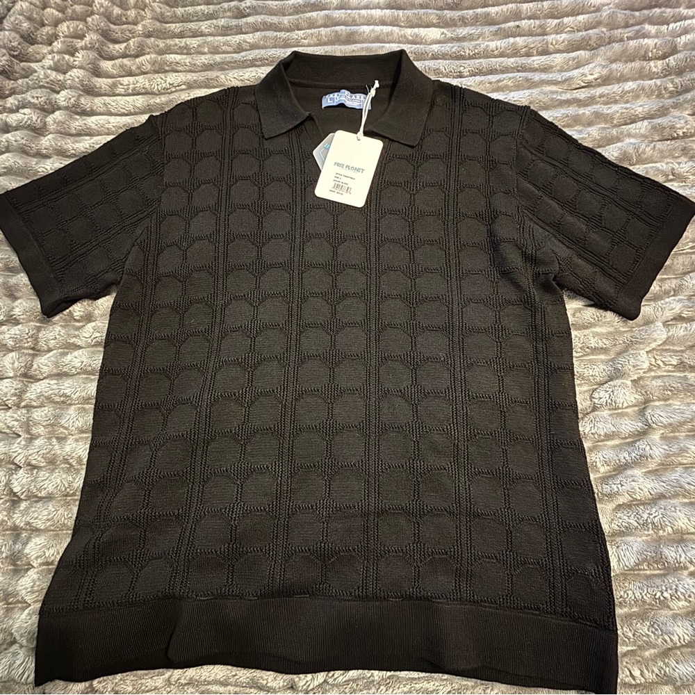 Free Planet Black Polo Sweater L